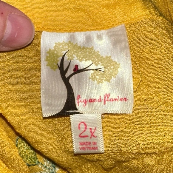 NWT Anthropologie Fig & Flower Yellow Floral Embroidered Button Up Size 2XL Top - Picture 4 of 15